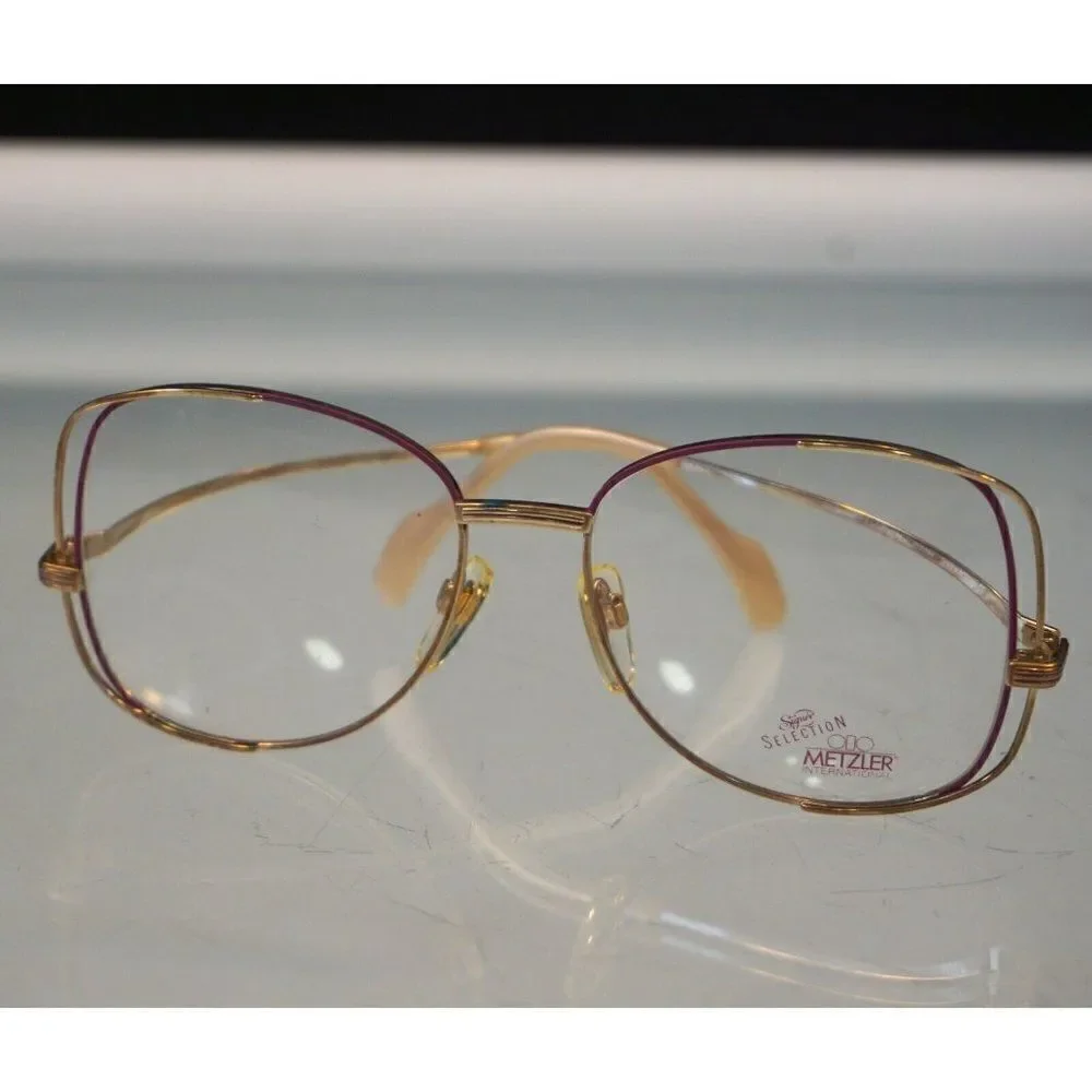Metzler Germany Signee Eyeglasses Frames Pink Gold Vintage 1970 Demo Lens 56-17